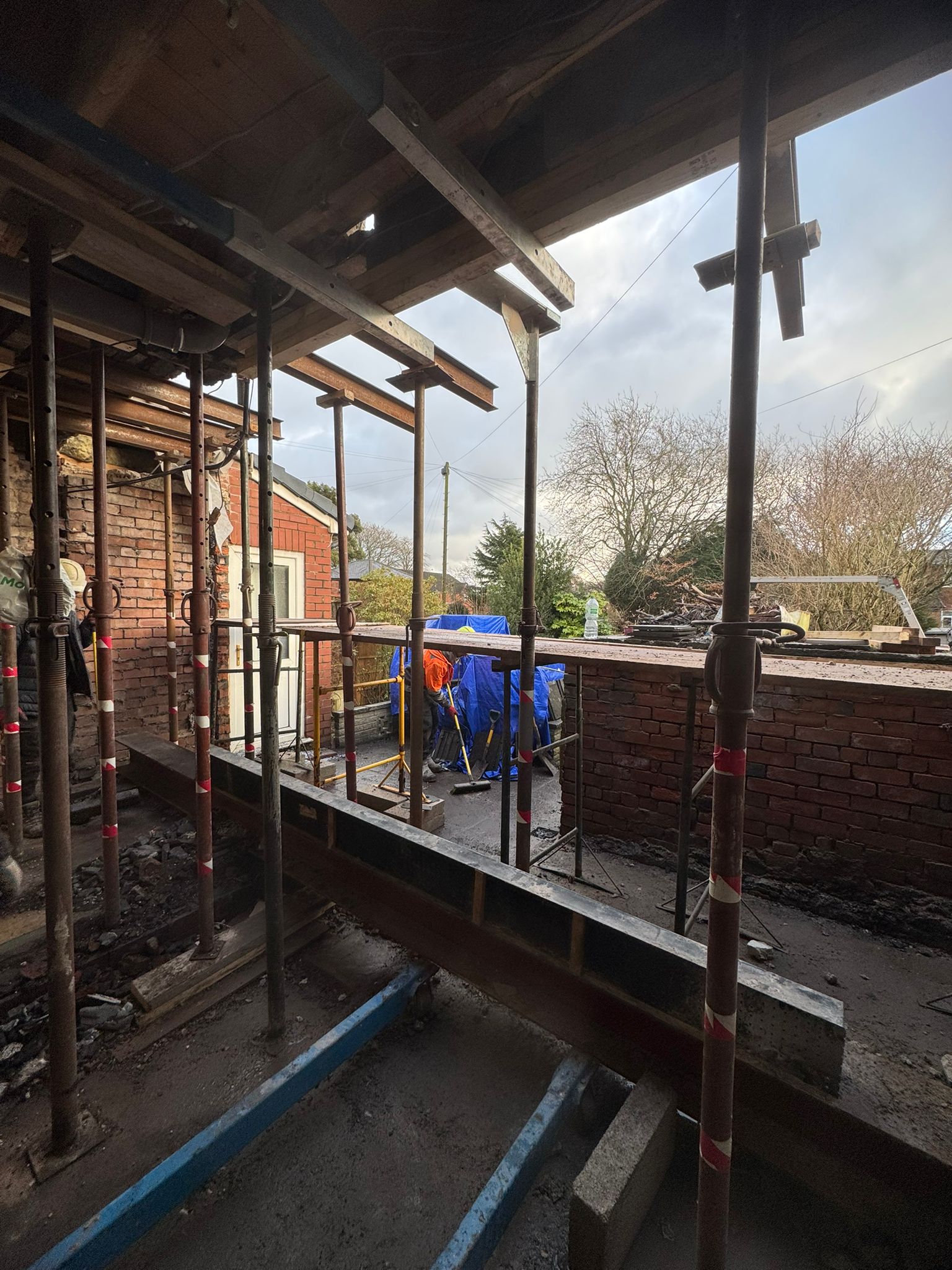 Structural brickwork and building work with scaffolding in Derbyshire