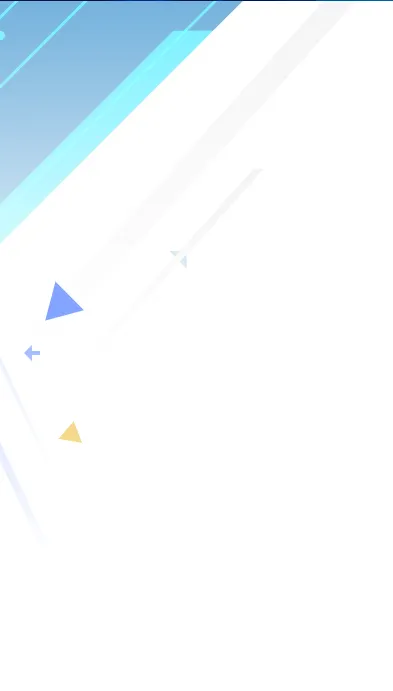 Abstract background with diagonal white and blue stripes and small yellow and blue triangular shapes.