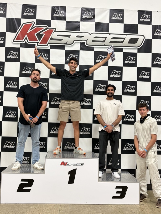 Team karting podium celebration