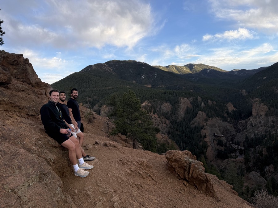 The team on a mountain ridge hike