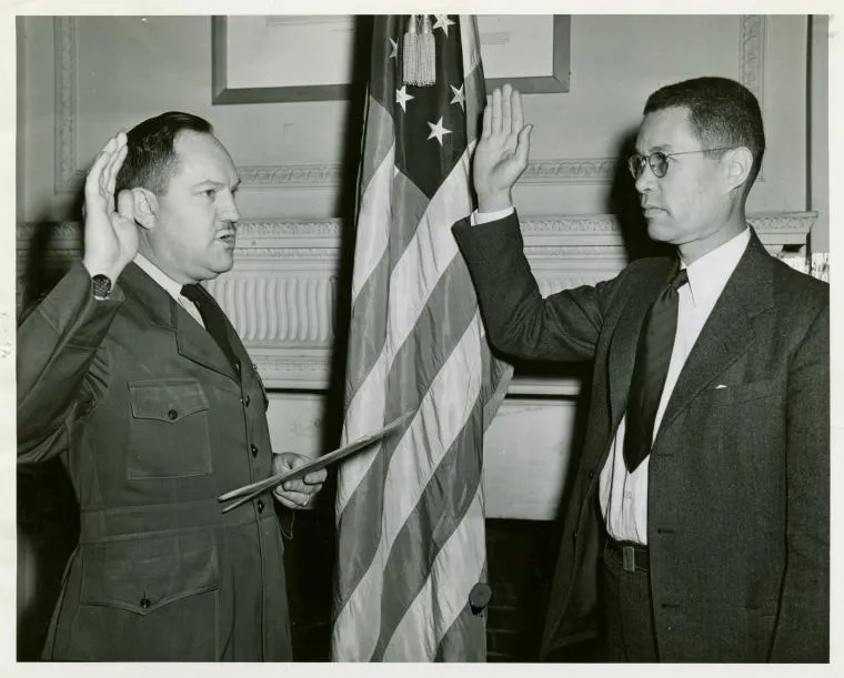 Edward Swain Hope sworn in as a Lieutenant, 1944