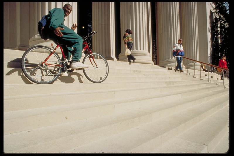 Students on steps in Killian Court, 2002