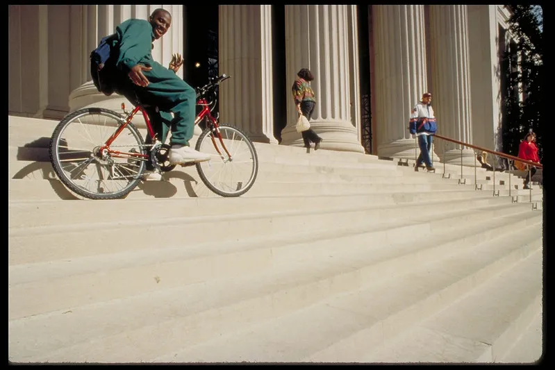Students on steps in Killian Court, 2002