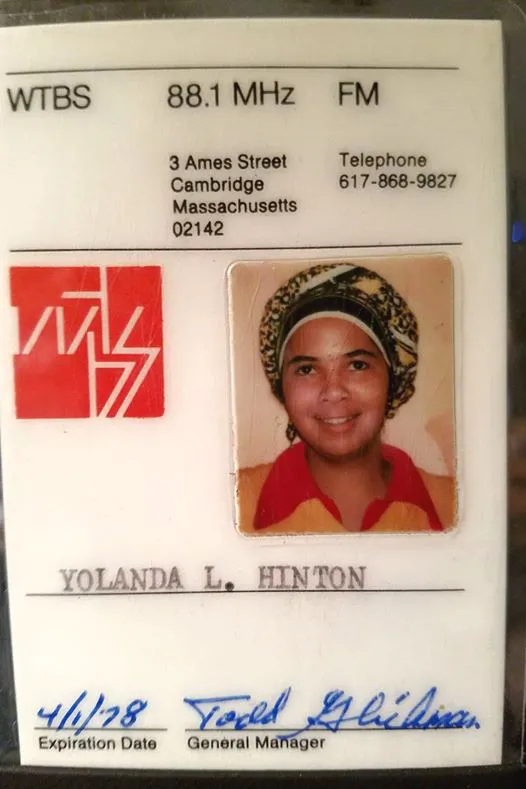 Yolanda Hinton's WTBS ID card, ca. 1978