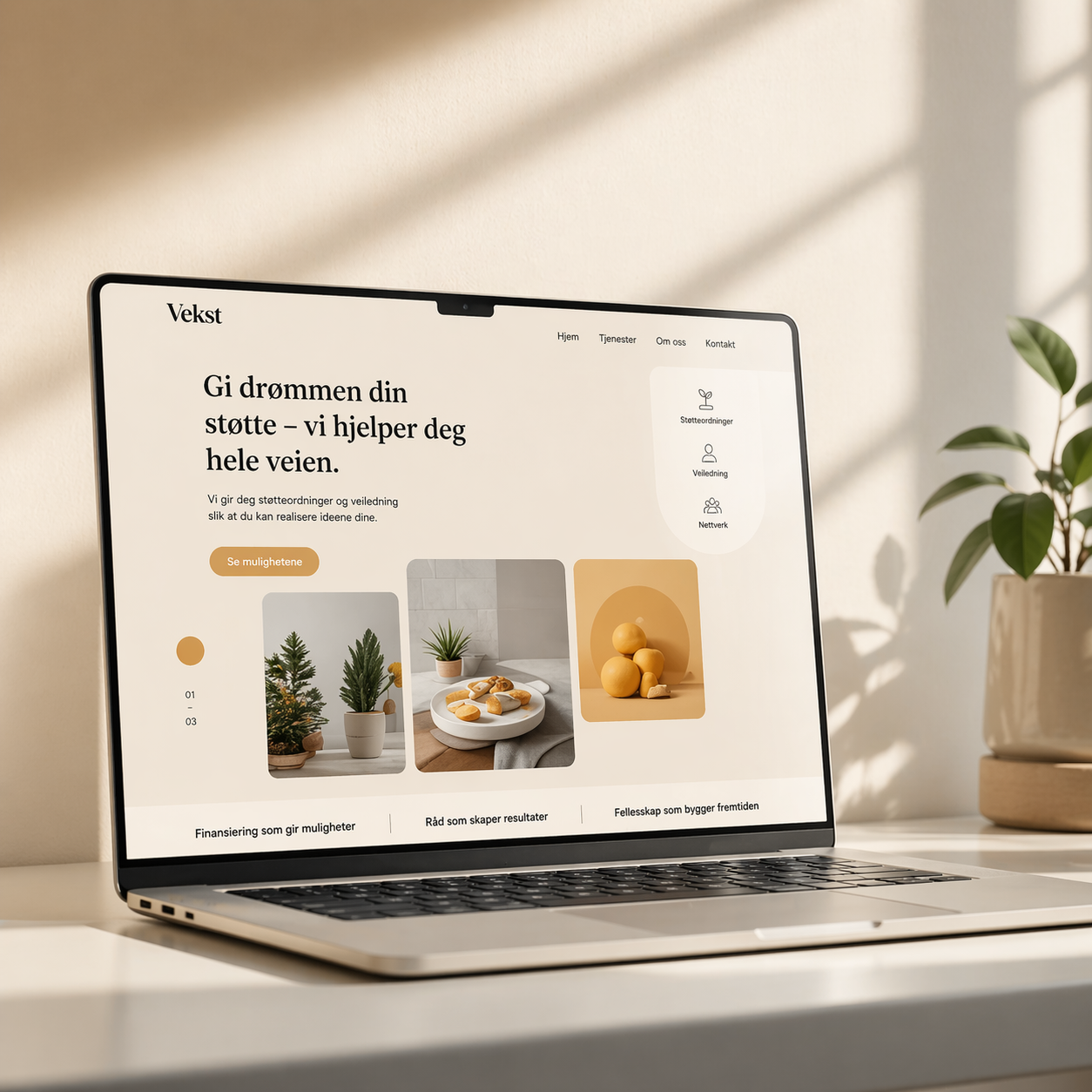 [digital project] image of website design on a laptop (for a graphic design studio)