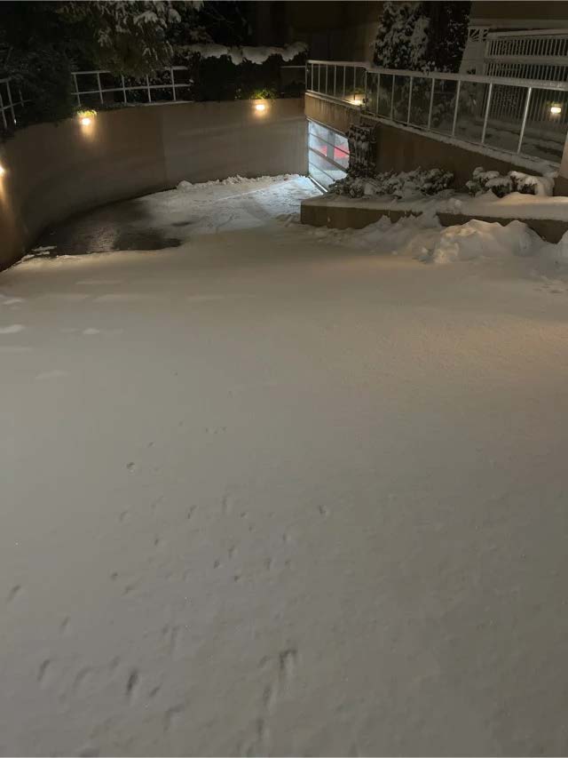 Icy ramp in Vancouver BC before snow removal and ice management