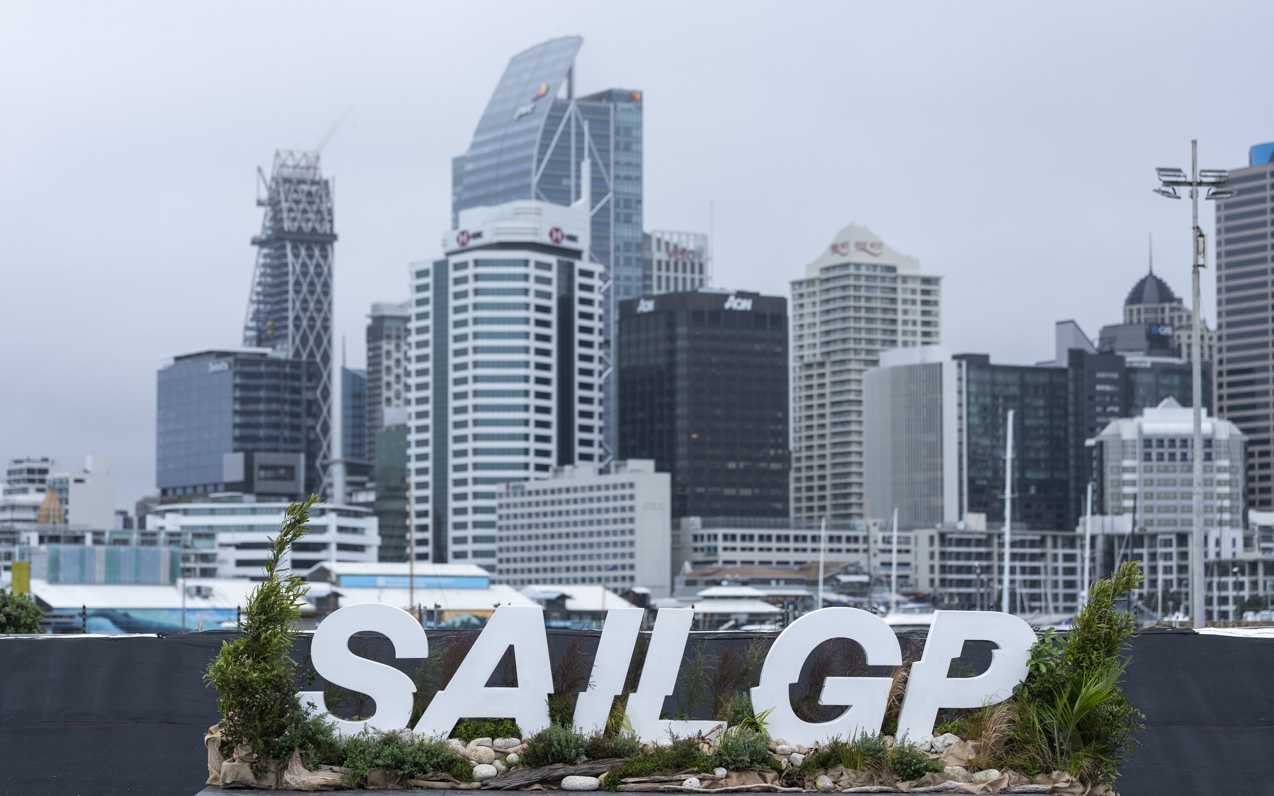 GreenAir green backdrop at SailGP Auckland 2026