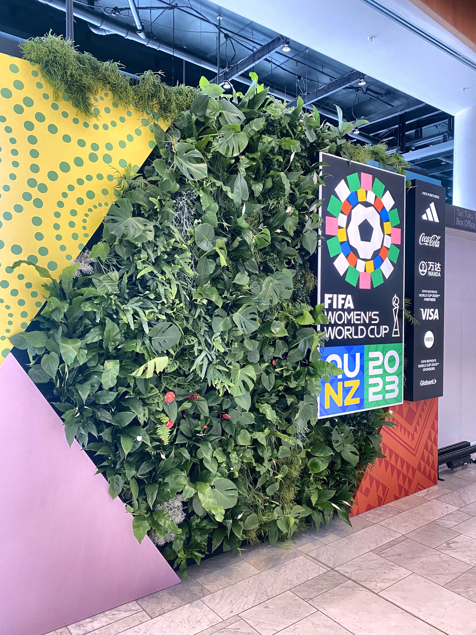 GreenAir green wall backdrop at the FIFA Women's World Cup 2023