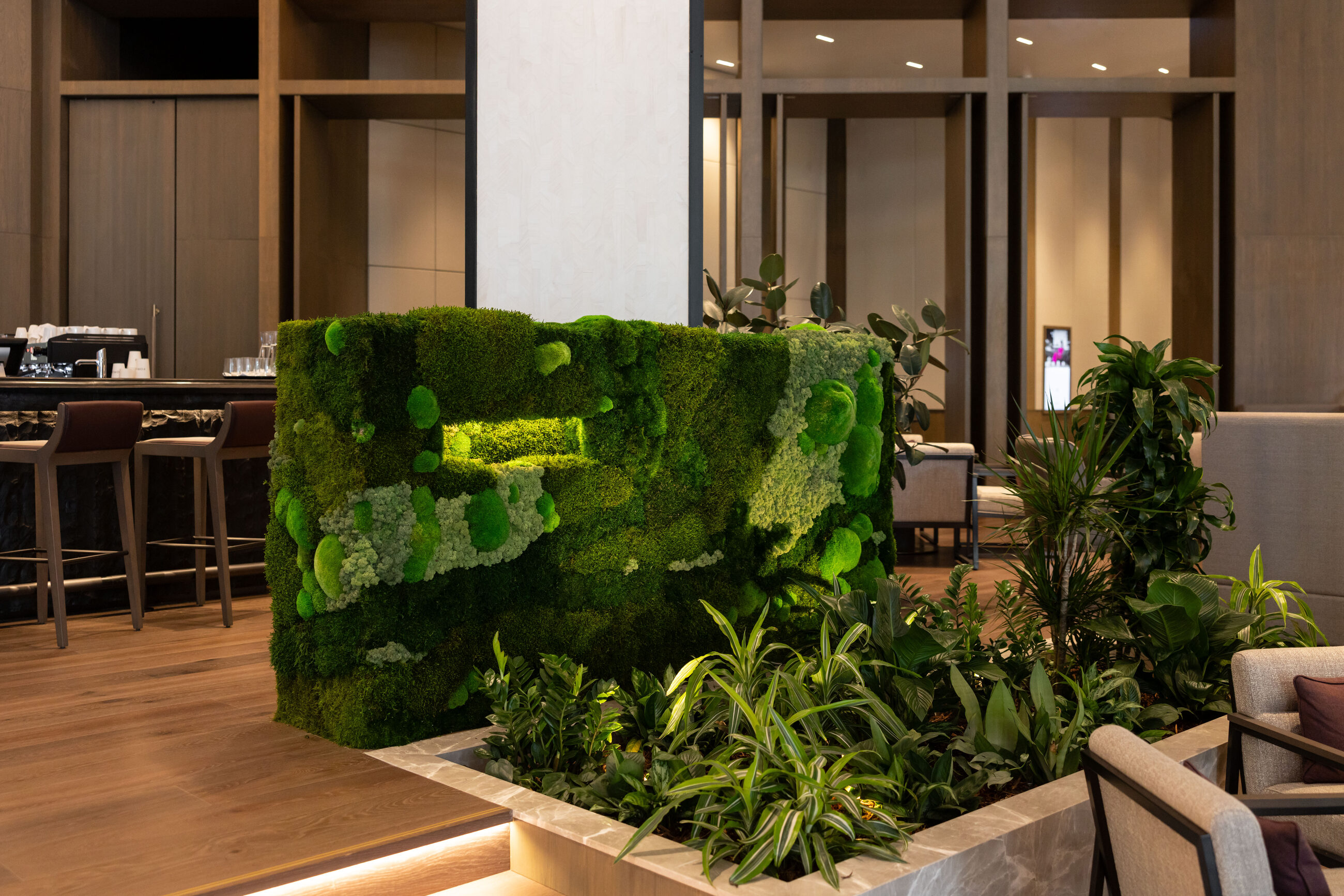 Moss wall installation at JW Marriott