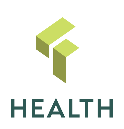 Stylized green geometric icon above the word HEALTH in dark green capital letters.
