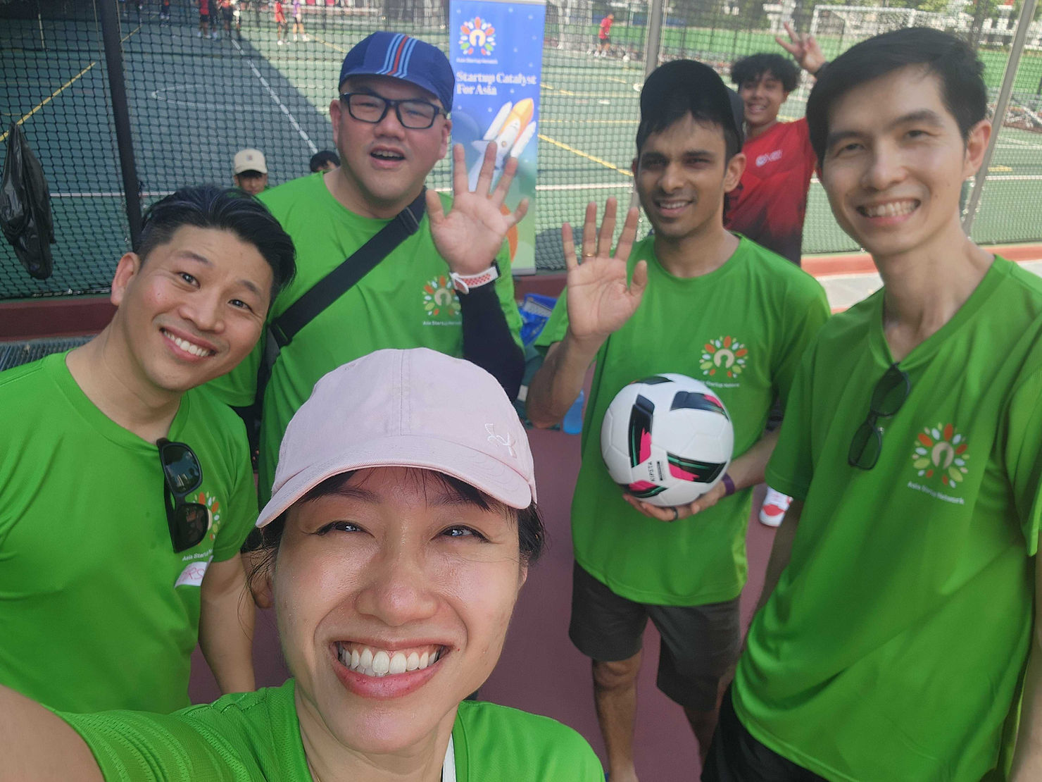 Elise and volunteers at ASN's Charity Futsal Tournament for Beyond Social Services, 2024