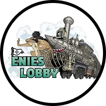 Enies lobby area | Cartoon train with a face and smoke, labeled 'Enies Lobby' in green text.