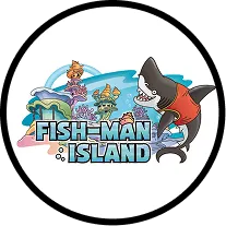 Fish man island area | Colorful logo of Fish-Man Island featuring a shark, coral, fish, and underwater scenery.