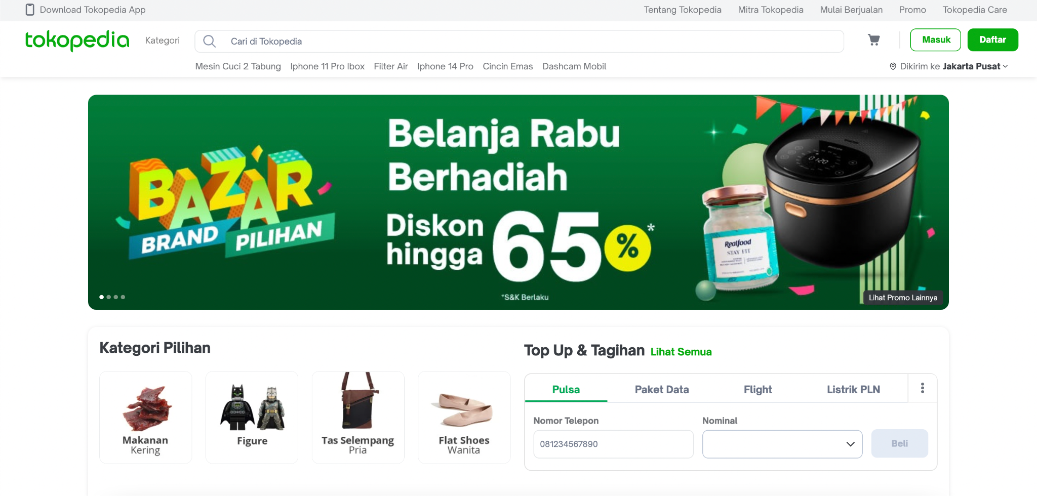 E-Commerce Platform Tokopedia's Homepage | Wallex