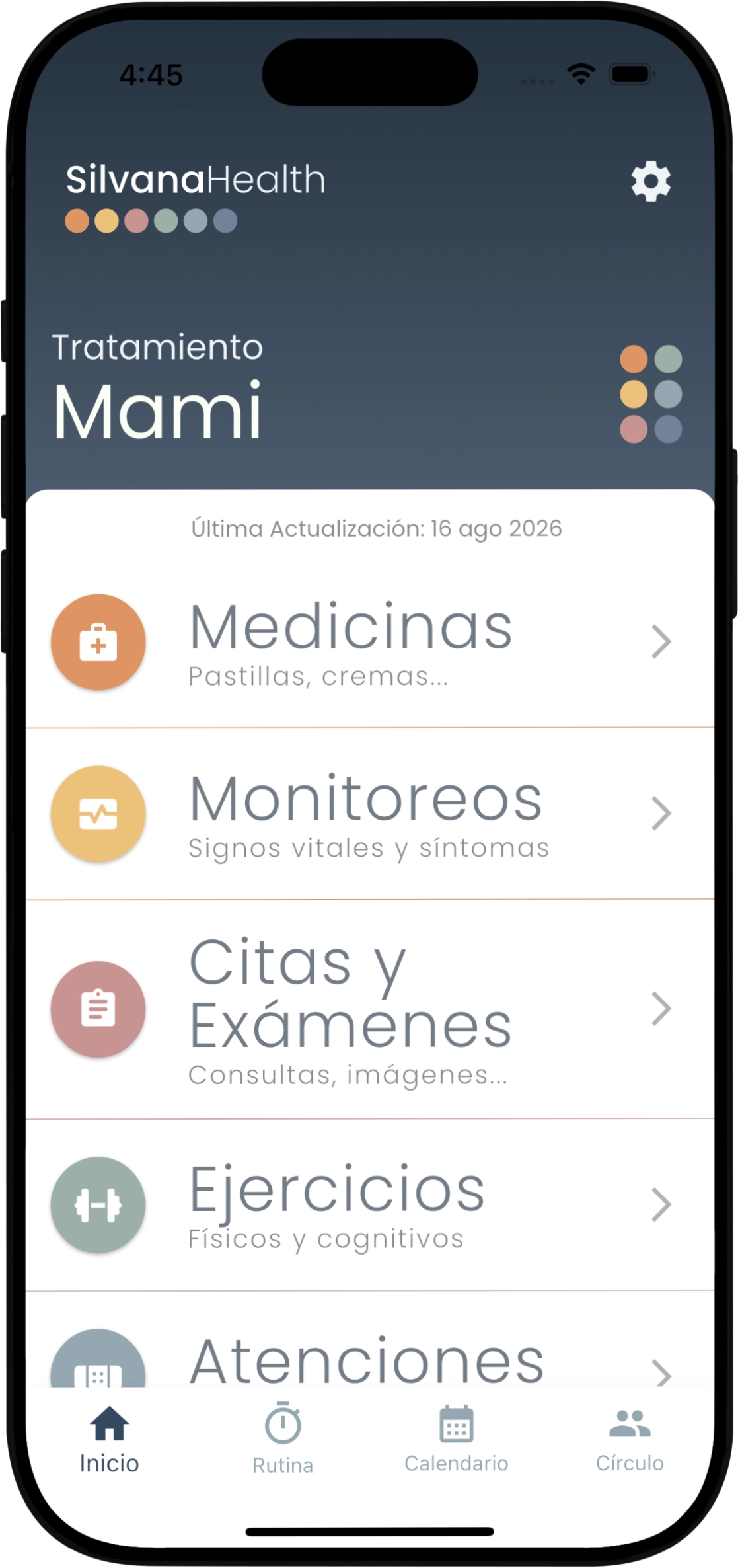 SilvanaHealth app home