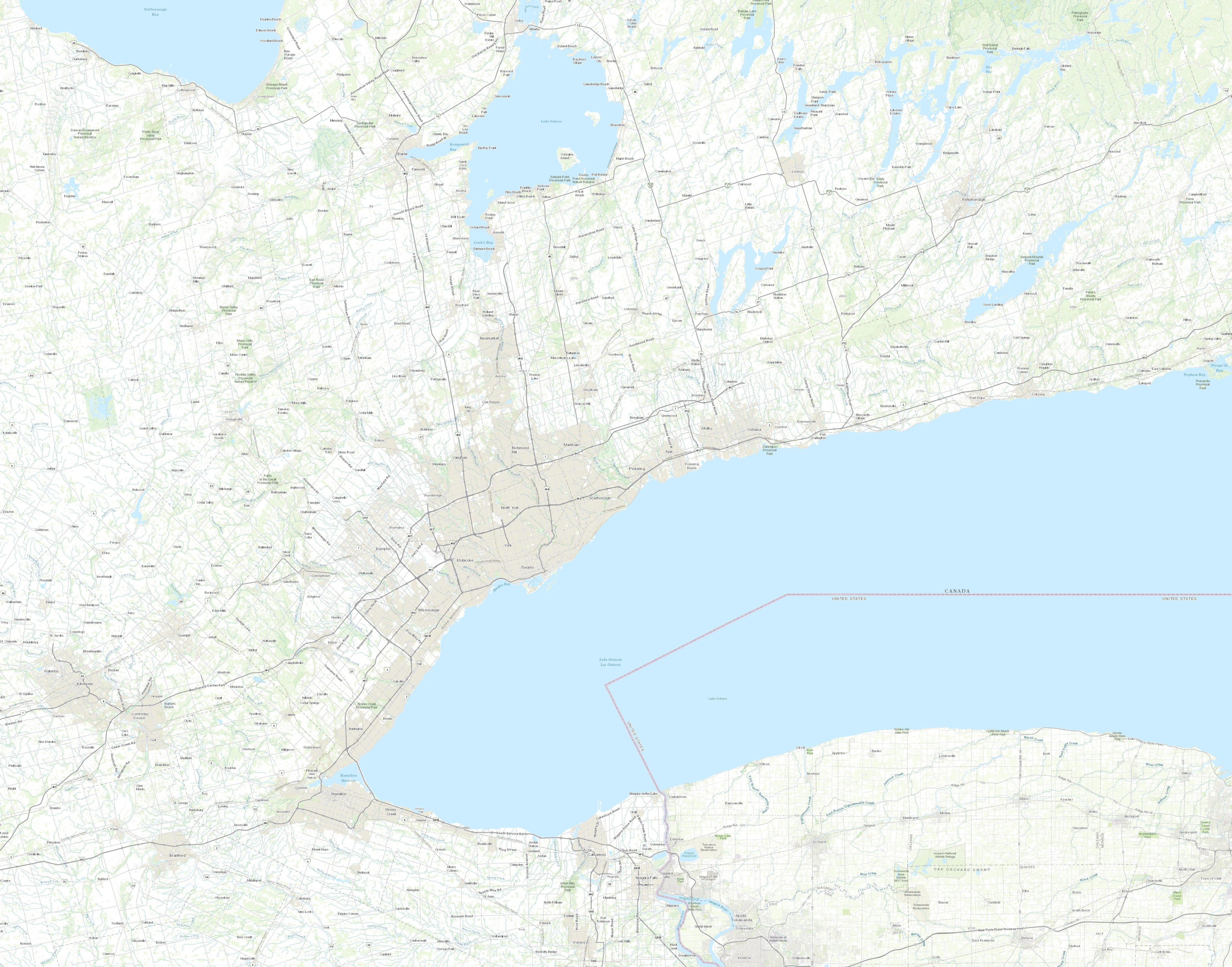 Map of the Greater Toronto Area and surrounding communities