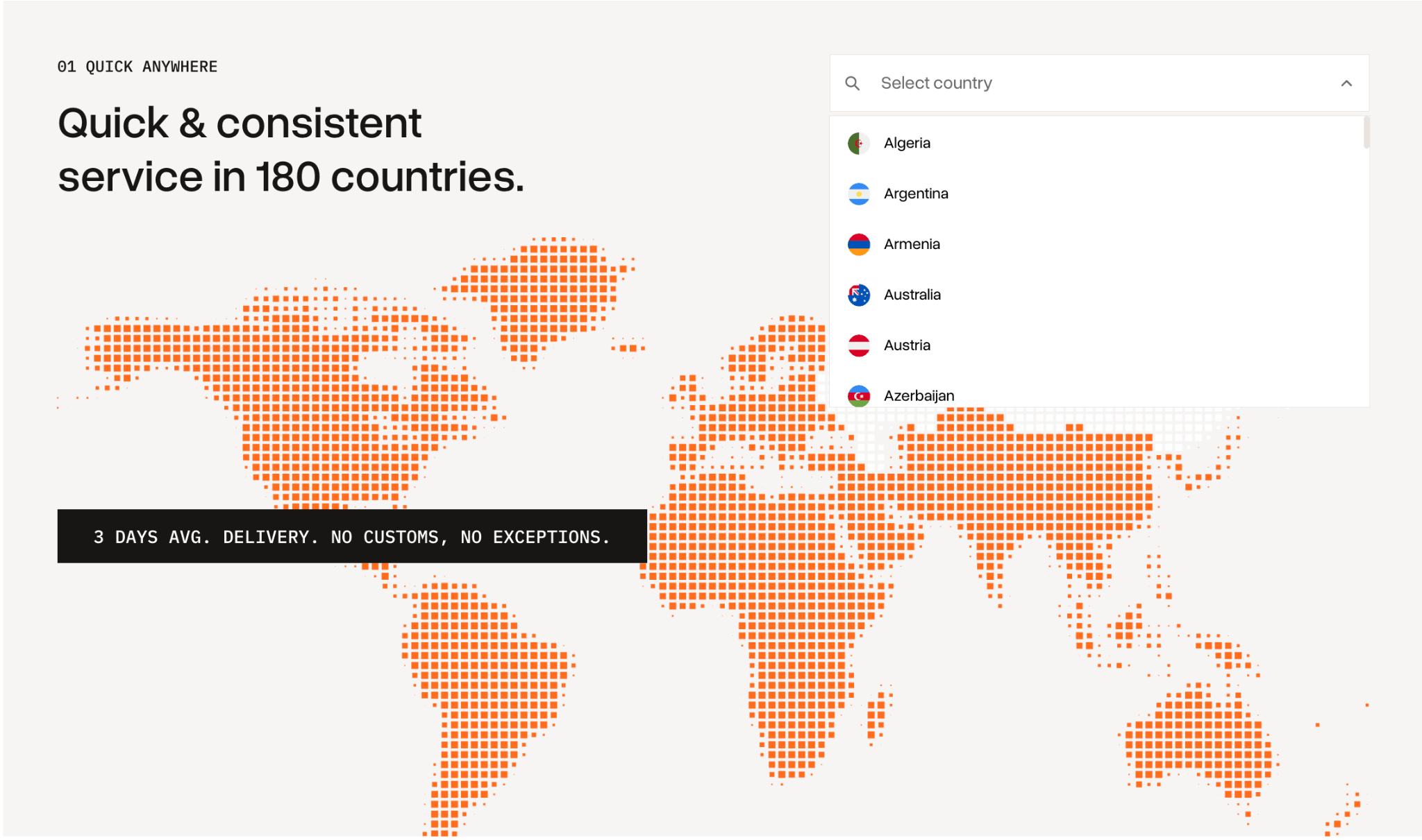 Tequipy platform - country/pricing view