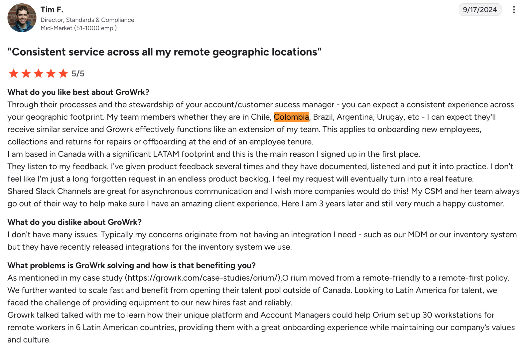 GroWrk customer review