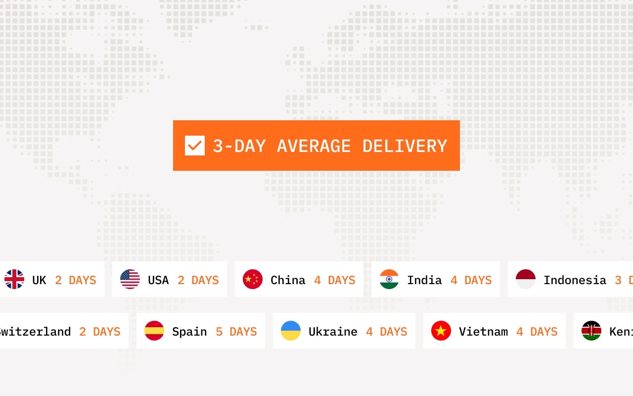 Global IT procurement 3-day average delivery