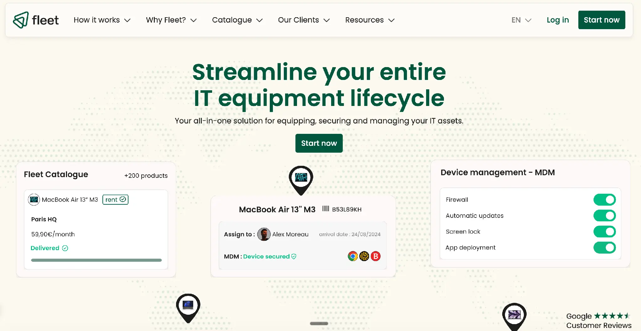 Fleet homepage, a Firstbase alternative for EU teams that prefer device leasing