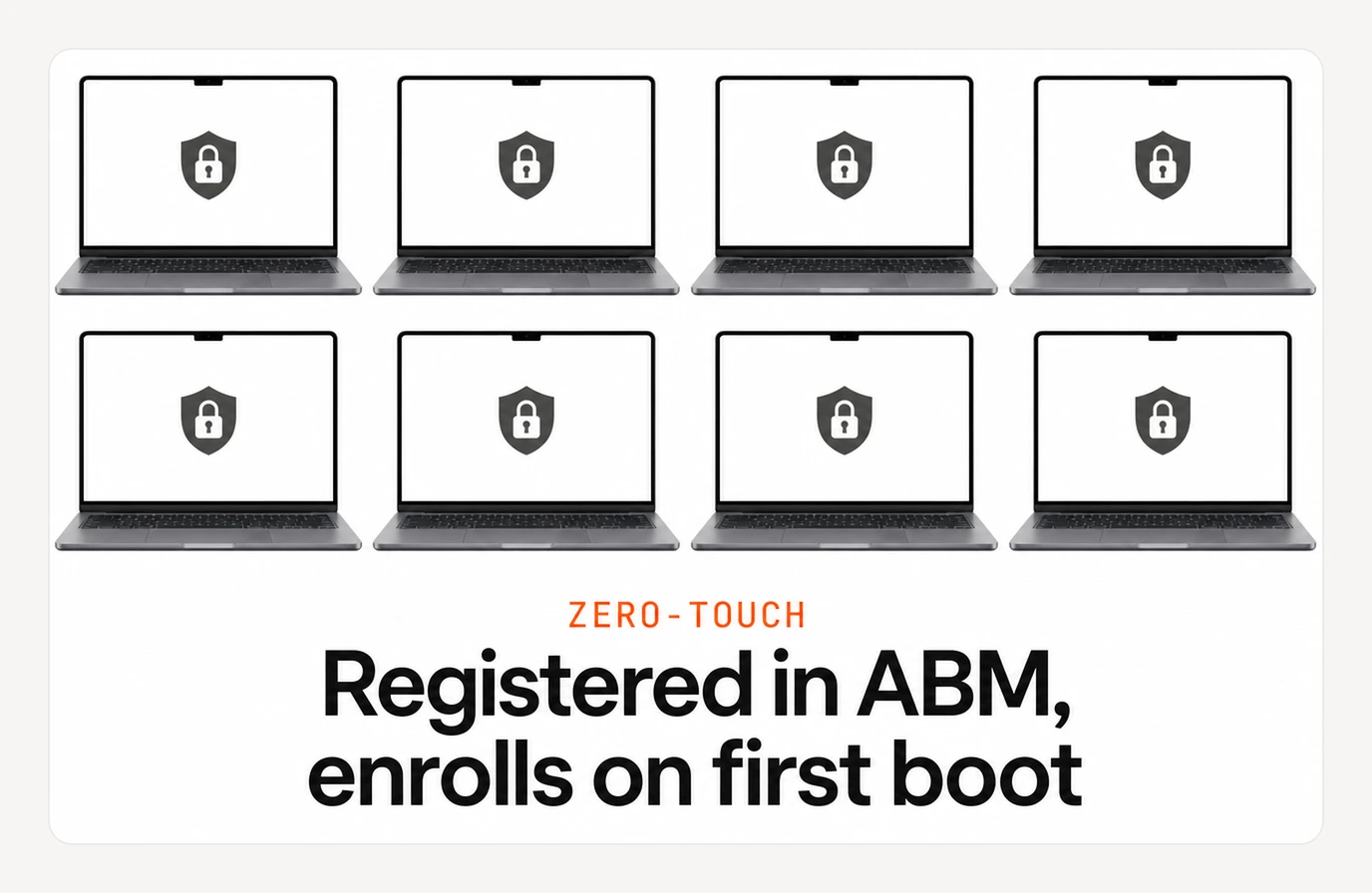 A MacBook that arrives enrolled in ABM and Autopilot, managed, part of Tequipy laptop procurement.