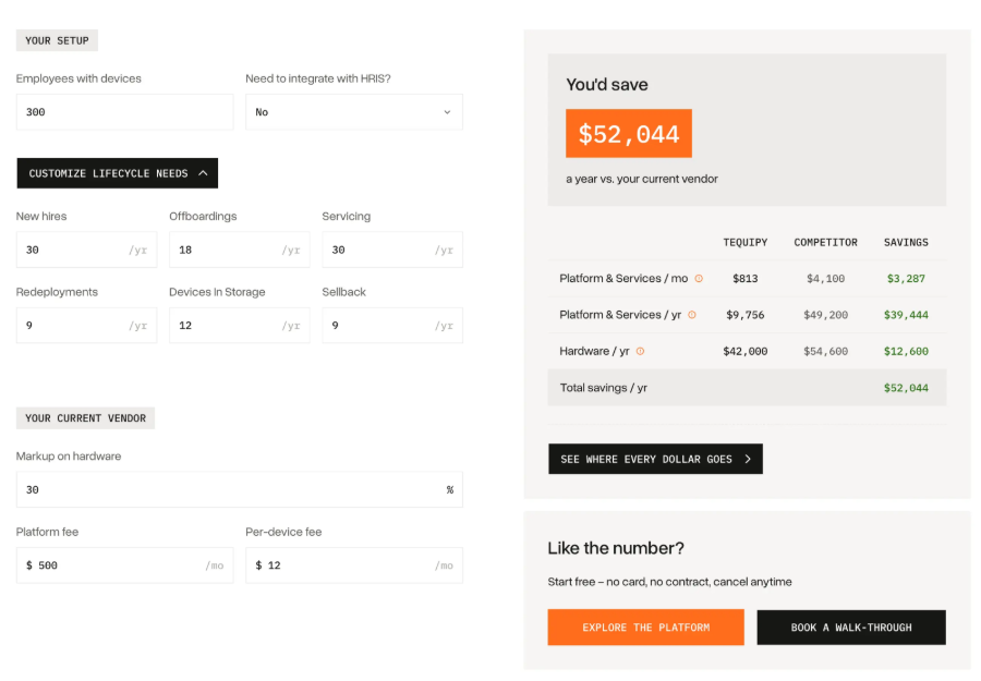 Tequipy calculator pricing a fleet against allwhere pricing quotes