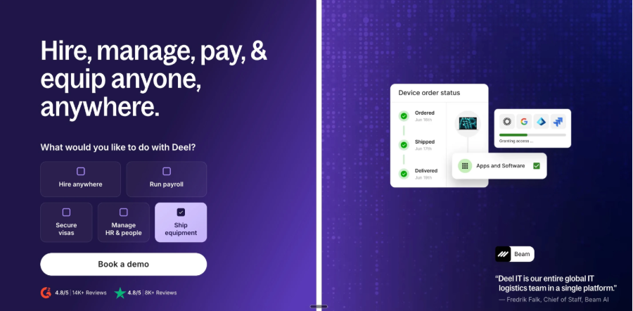 Deel IT homepage, the product formerly sold as Hofy