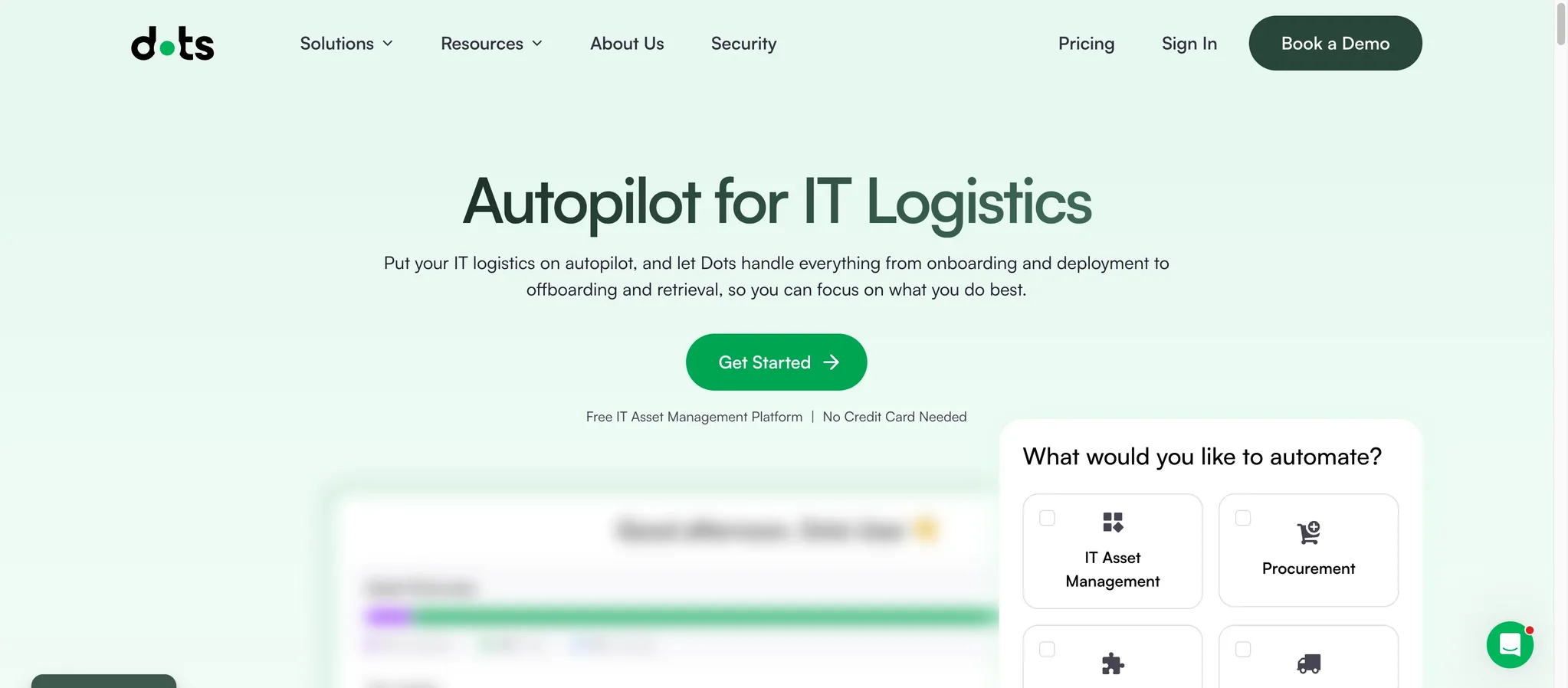 Dots homepage, the IT asset lifecycle vendor behind this dotstech pricing guide