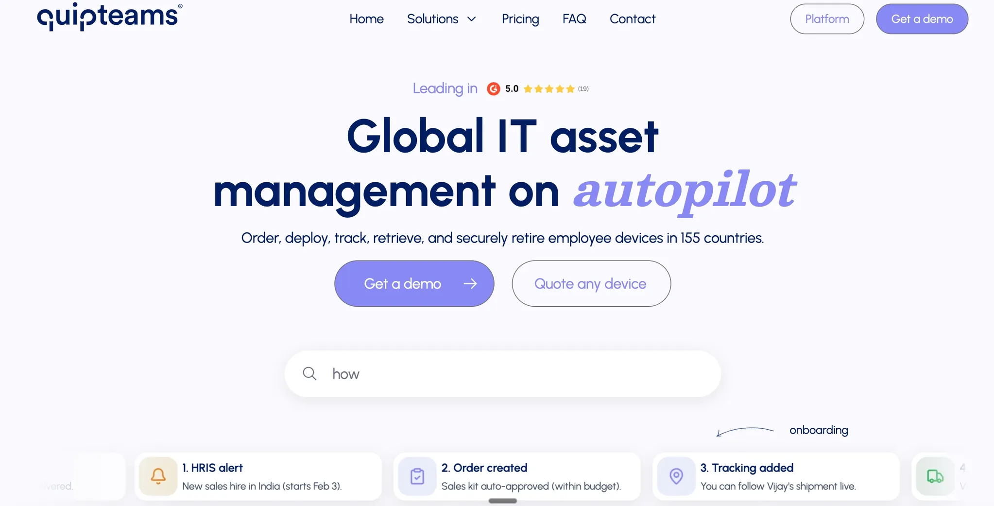 Quipteams homepage, the incumbent behind these Quipteams alternatives