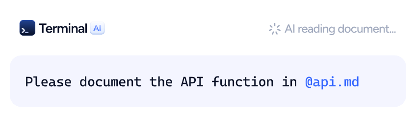 Terminal AI Asking To Document API In API MD TerminalAI Webflow Template | BRIX Template