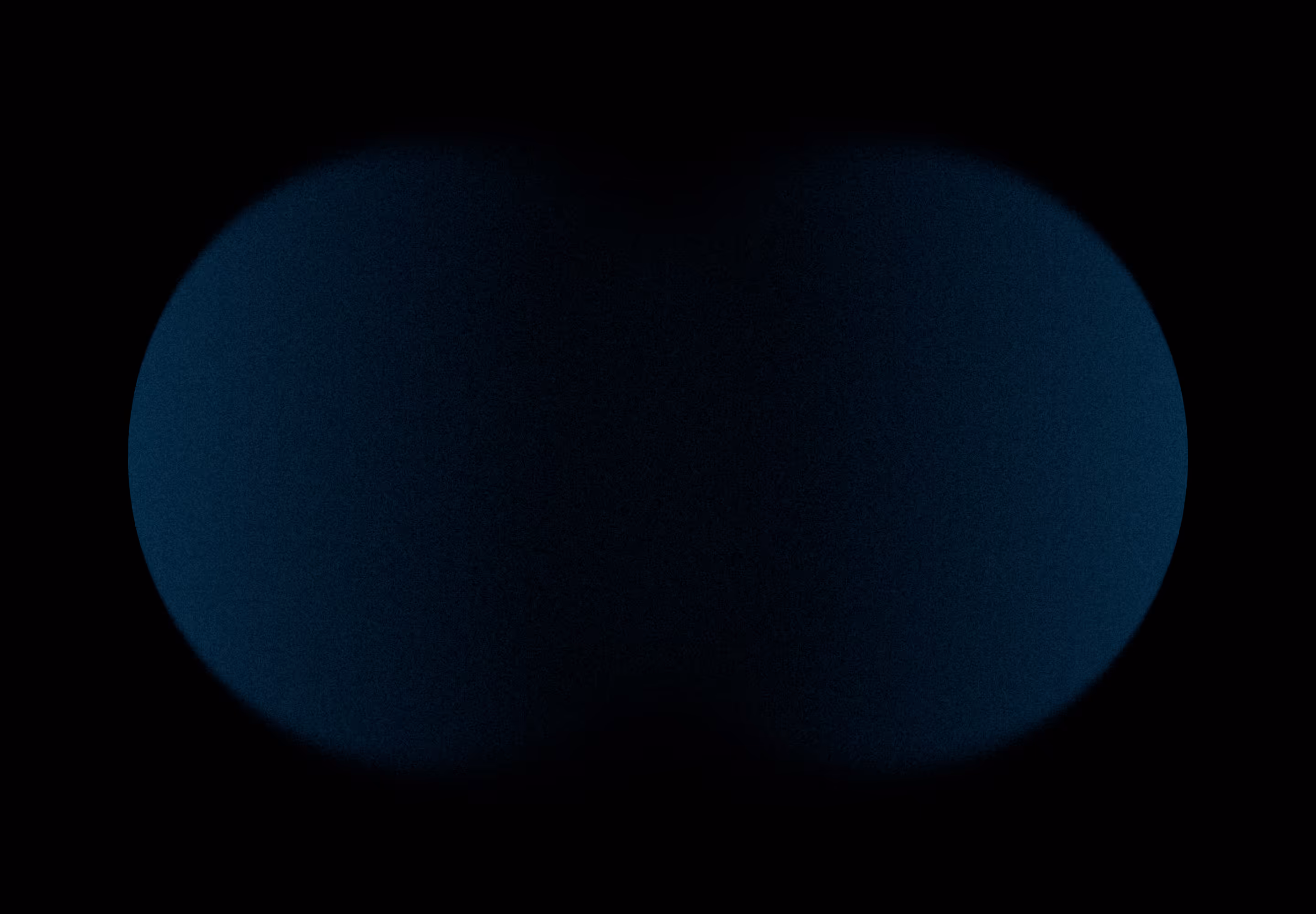 Two overlapping dark blue circles on a black background creating a lens shape in the center.