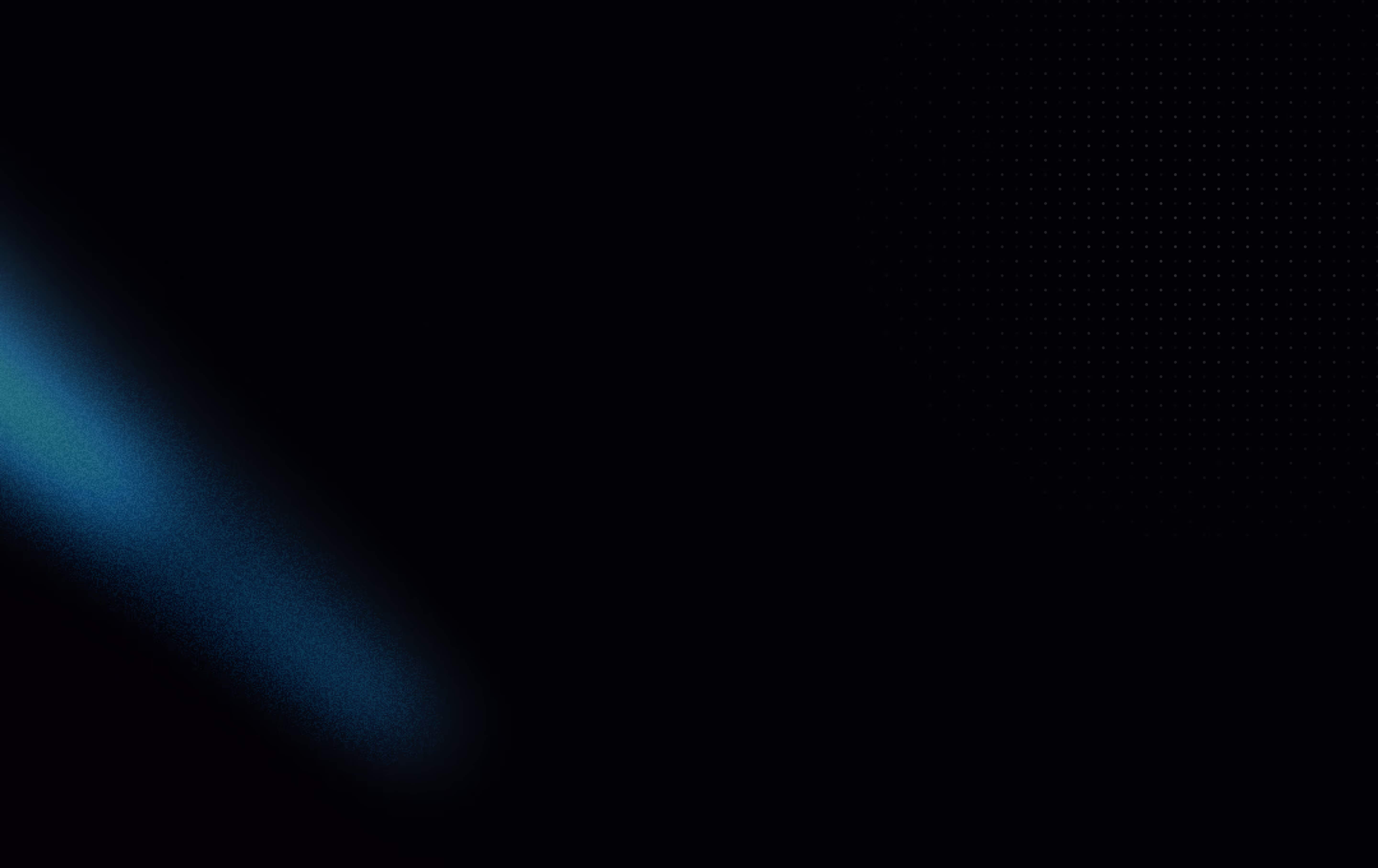 Abstract dark background with a diagonal blue-green light streak on the left side and faint dotted pattern on the right.