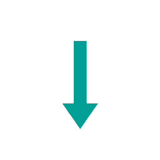 Teal downward-pointing arrow on a transparent background.