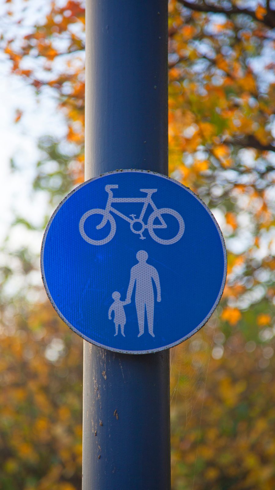 Blue cycle route sign