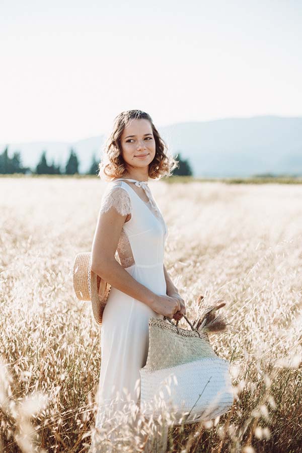 shooting mariage champs blé