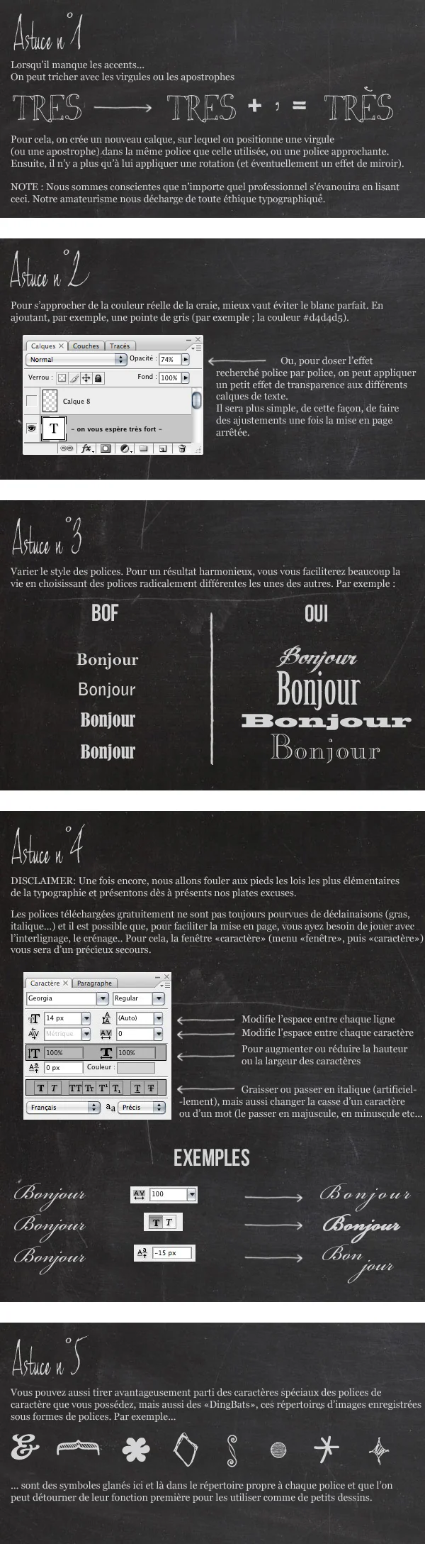 Guide tutoriel sur fond noir avec textes et captures d'écran blancs pour créer un faire-part style tableau noir.