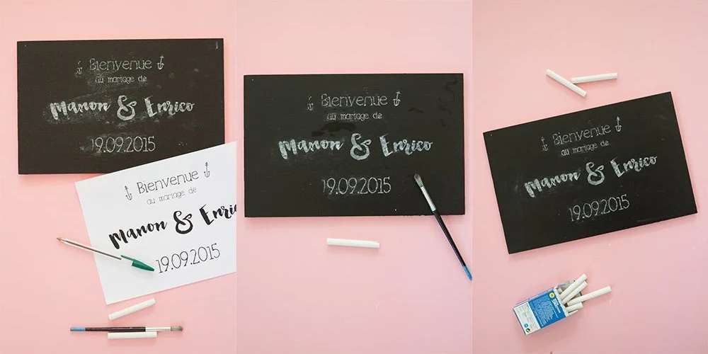 Un tableau noir calligraphié