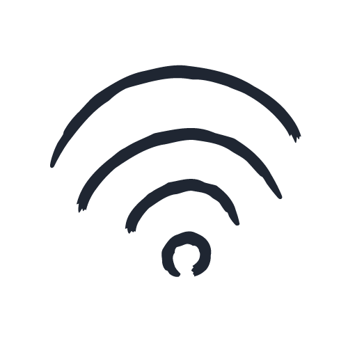Icône de signal Wi-Fi à ondes courbées.