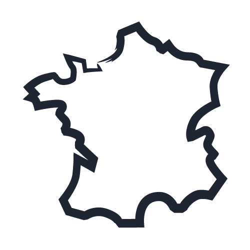 Silhouette noire simple de la carte de la France métropolitaine.