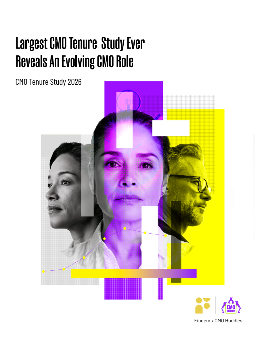 Findem × CMO Huddles 2026 CMO Tenure Study report cover