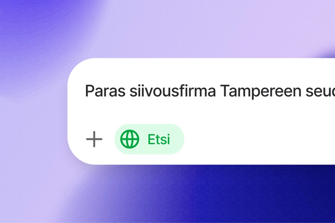 Hakukenttä, johon on kirjoitettu paikallinen hakutermi paras siivousfirma Tampereen seudulla.