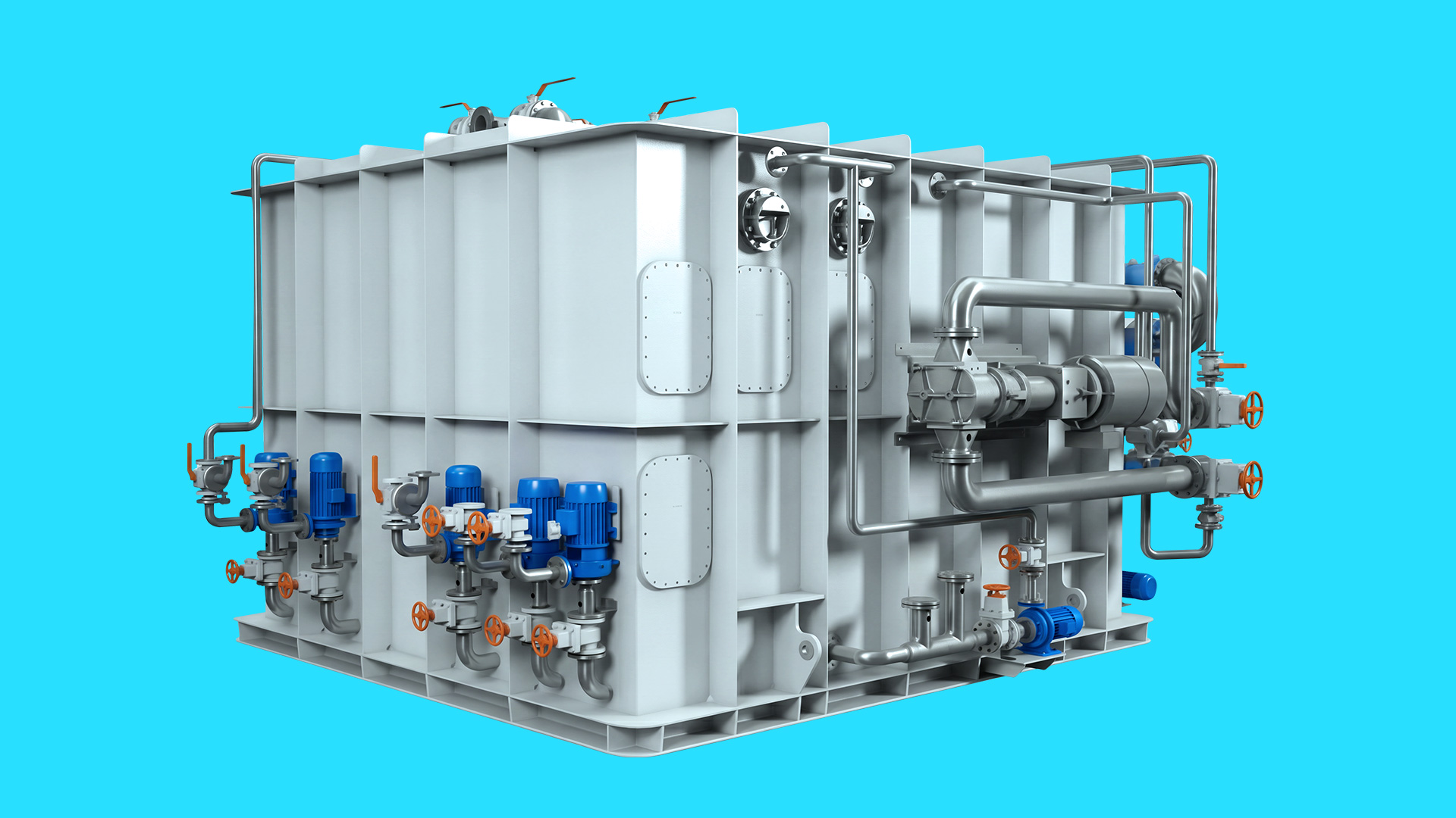 Advanced membrane bio reactor wastewater treatment system for marine vessels.