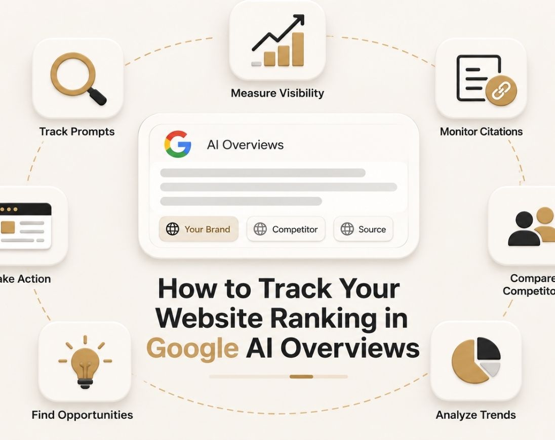 How to track your website ranking in Google AI Overviews using prompt monitoring, AI visibility, citation tracking and competitor analysis.