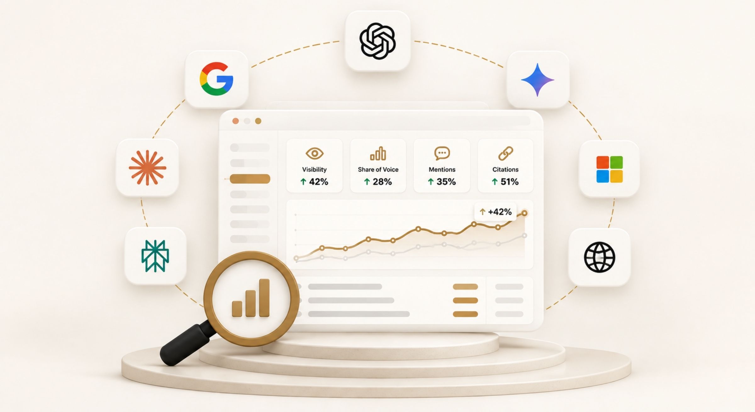 How to measure AI Search visibility using Visibility Rate, Share of Voice, AI Mentions, Citations, Prompt Tracking and AI Traffic Analytics.