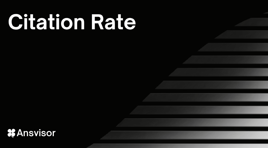 Citation Rate measurement showing brand citations, cited domains, prompts, competitor citations, citation gaps, and historical performance across AI-generated answers