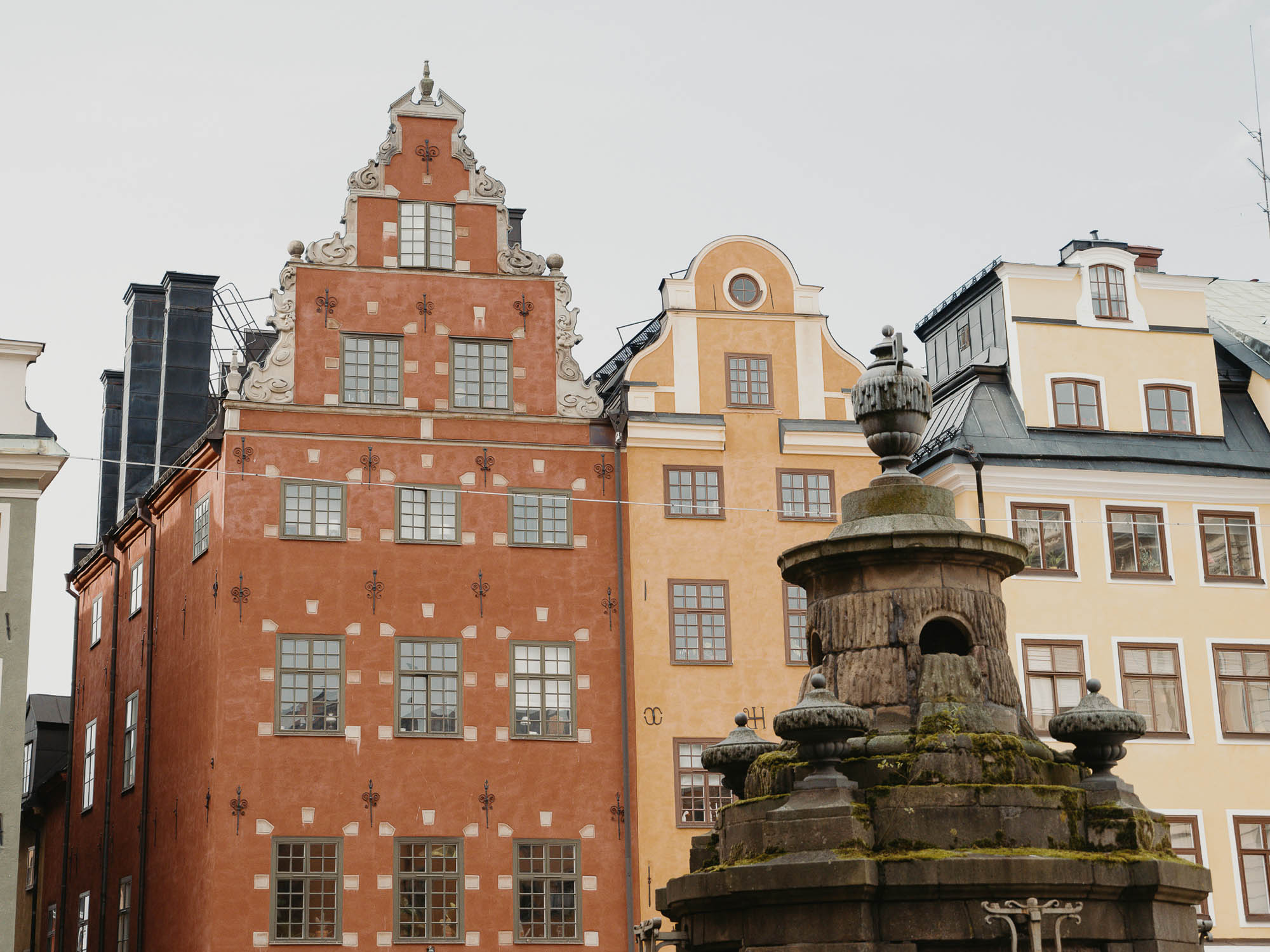 Colourful 17th-century buildings of Stortorget in Stockholm's Old Town, Sweden