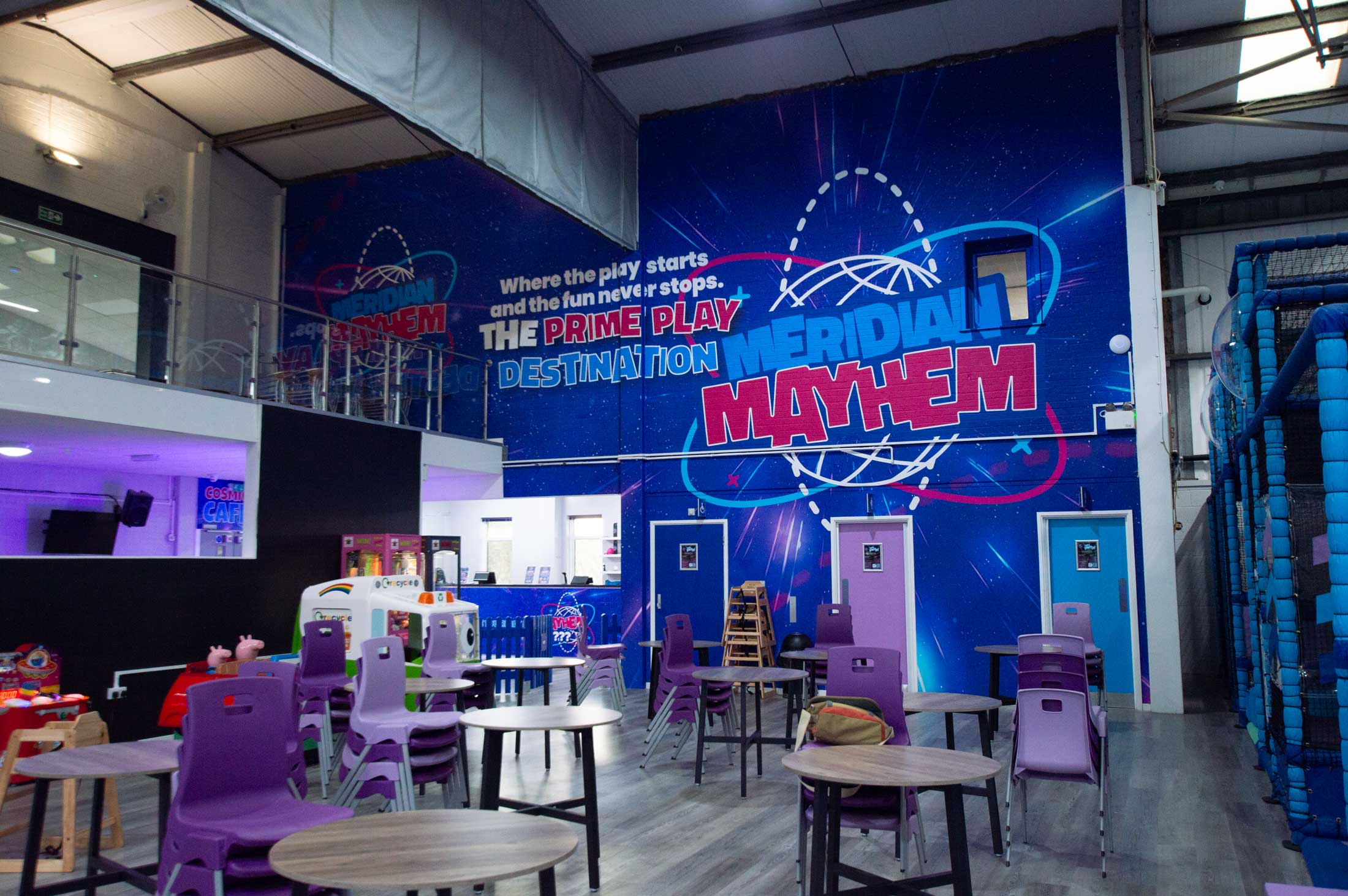 Meridian Mayhem: indoor play centre signage and wall graphics in Peacehaven