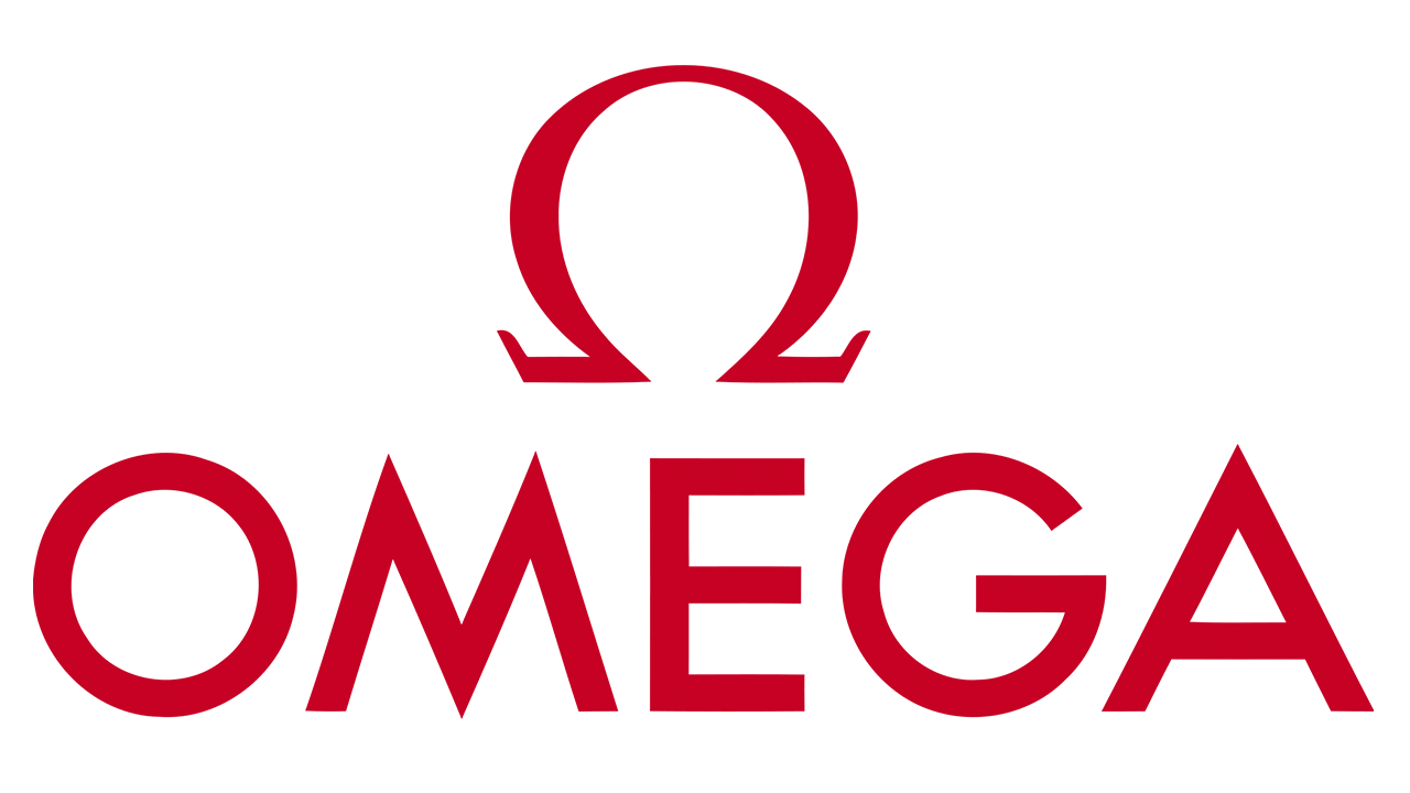 Red Omega brand logo with the Greek letter Omega symbol above the word OMEGA.