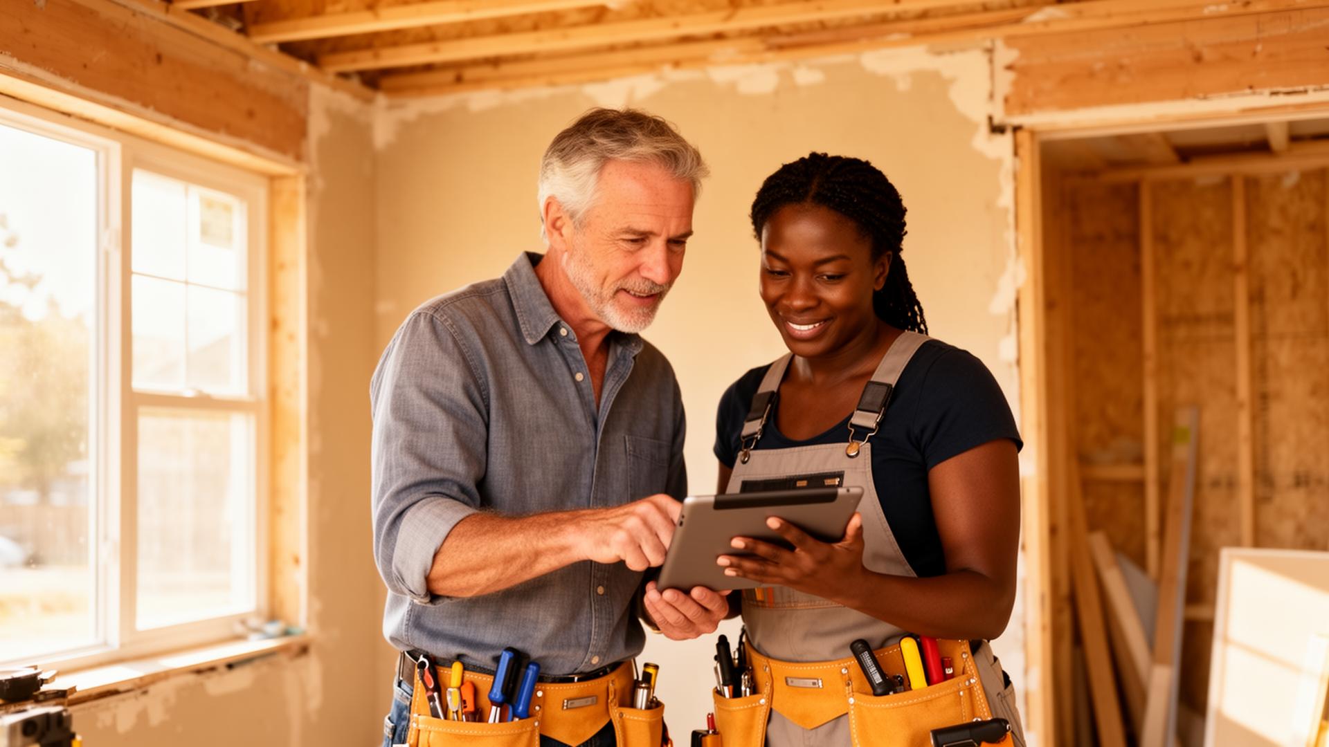 Vetted local contractor consulting with a homeowner.