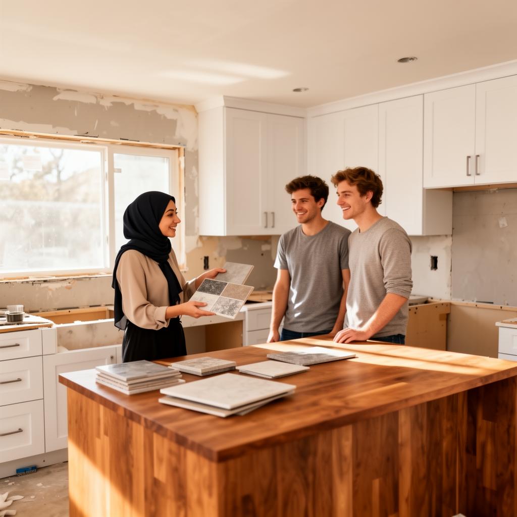Professional kitchen remodeling contractor at work.